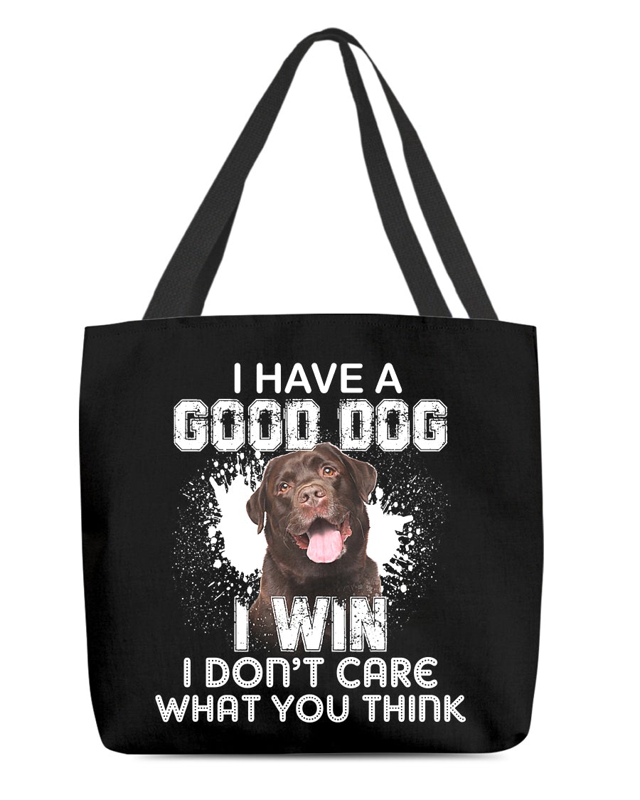 Labrador Chocolate-I Win Cloth Tote Bag