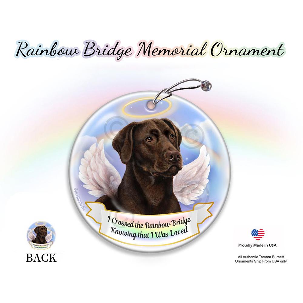Rainbow Bridge Memorial-Labrador Chocolate (American) Porcelain Hanging Ornament