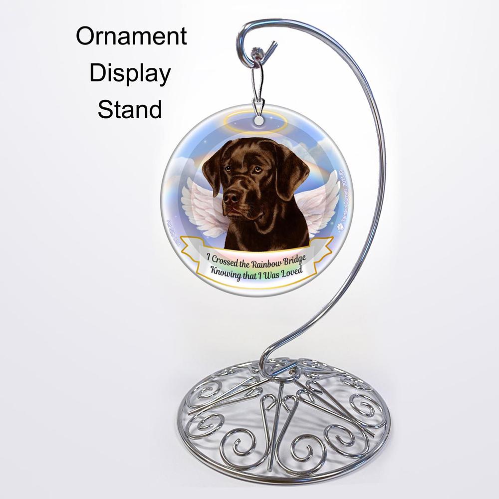 Rainbow Bridge Memorial-Labrador Chocolate (English) Porcelain Hanging Ornament