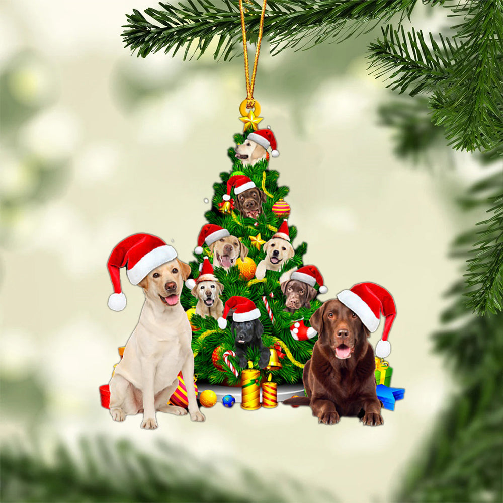 Labrador Retriever-Xmas Tree&amp;Dog-Two Sided Ornament
