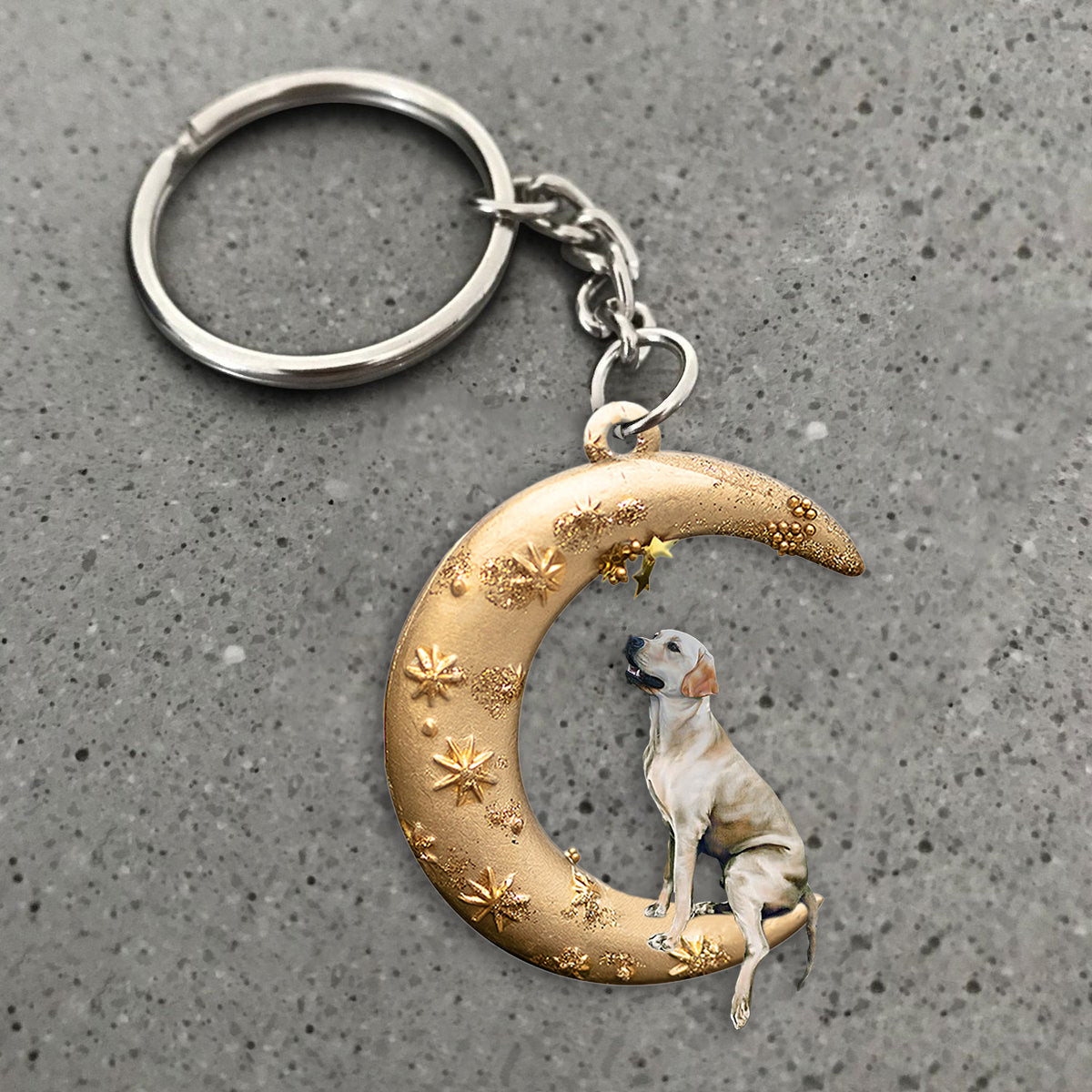 Labrador Retriever-Dog &amp; Moon Flat Acrylic Keychain