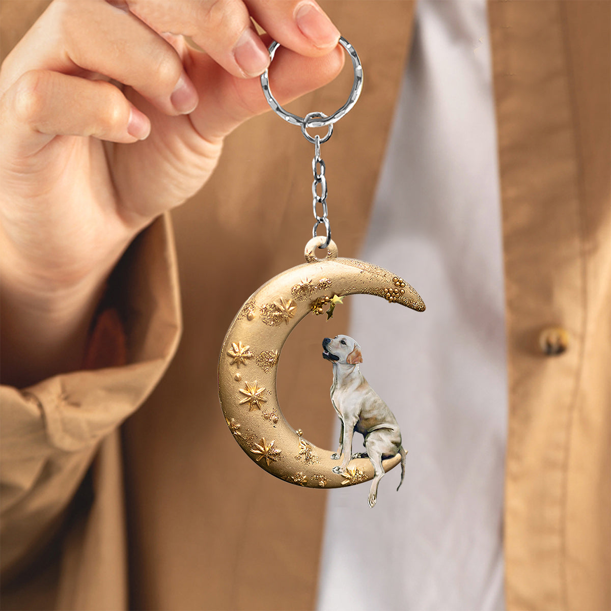 Labrador Retriever-Dog &amp; Moon Flat Acrylic Keychain