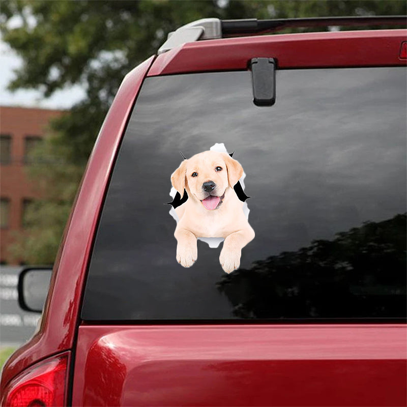 Cute Labrador Retriever  CRACK CAR STICKER