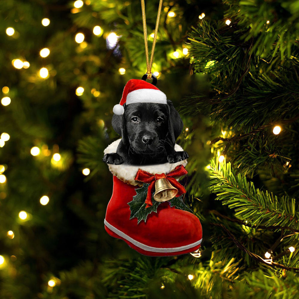 Labrador Retriever (Black) 1-1-In Santa Boot Christmas-Two Sided Ornament