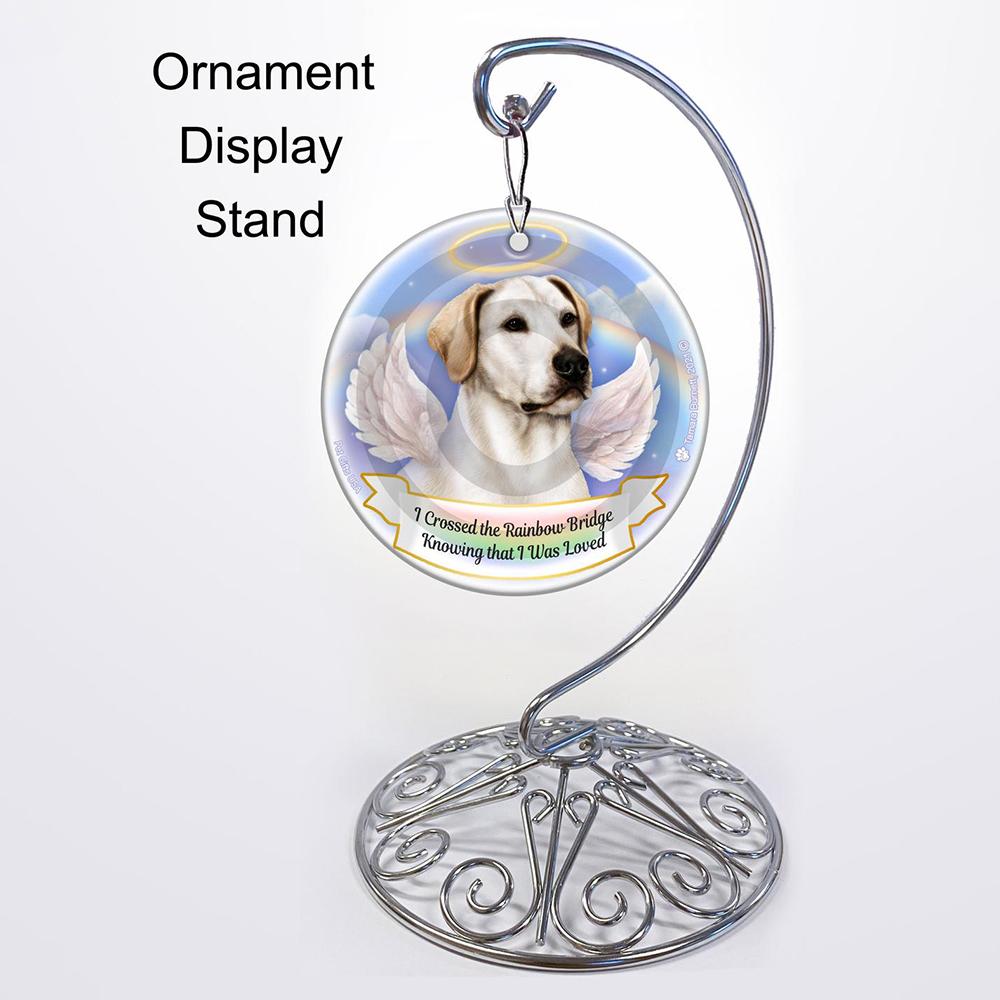 Rainbow Bridge Memorial-Labrador White (American) Porcelain Hanging Ornament