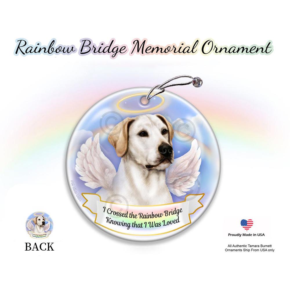 Rainbow Bridge Memorial-Labrador White (American) Porcelain Hanging Ornament