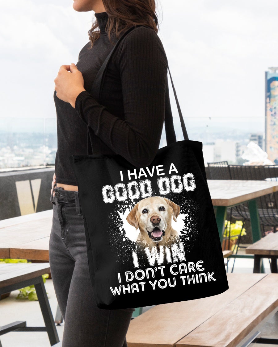 Labrador Yellow-I Win Cloth Tote Bag