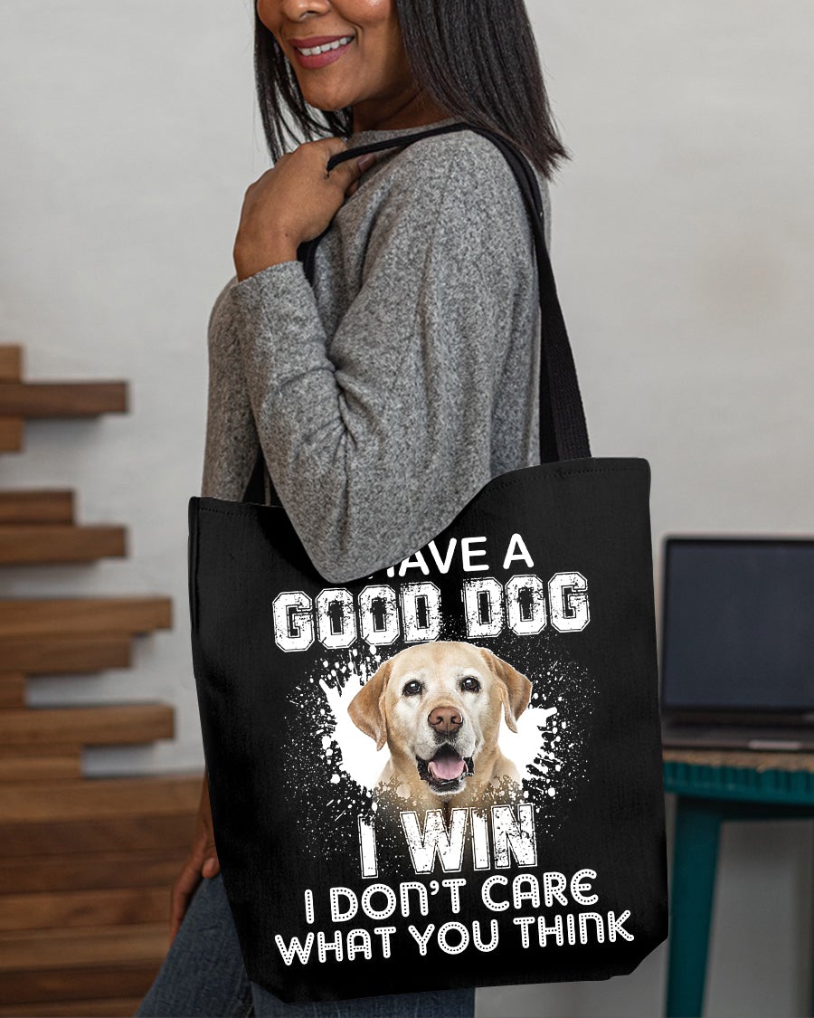 Labrador Yellow-I Win Cloth Tote Bag