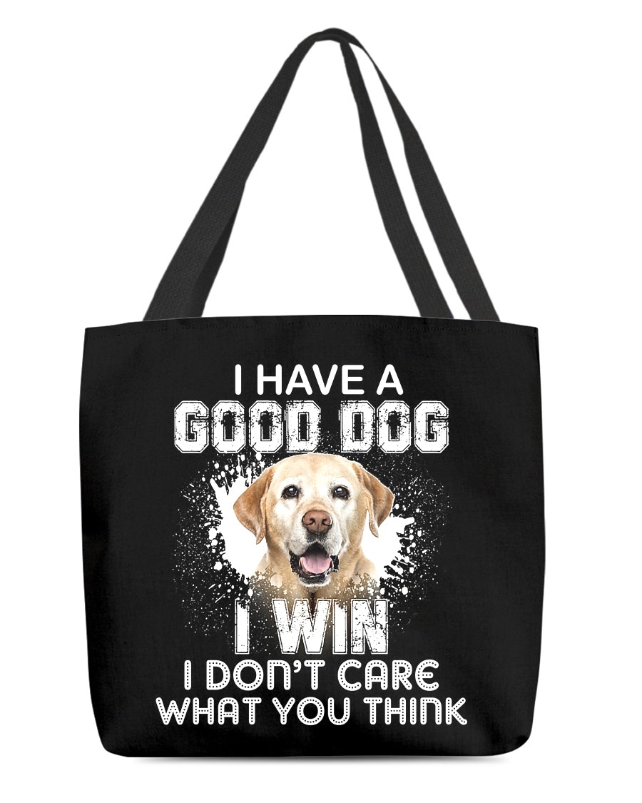 Labrador Yellow-I Win Cloth Tote Bag