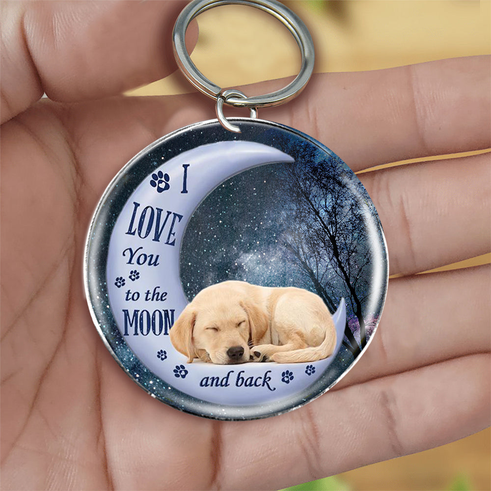Labrador retriever Moon Back-Round Resin Epoxy Metal Keychain