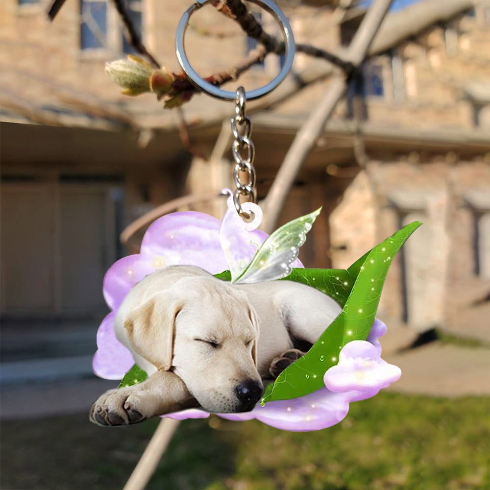 Labrador retriever-Sleep On Fallen Leaves Flat Acrylic Keychain