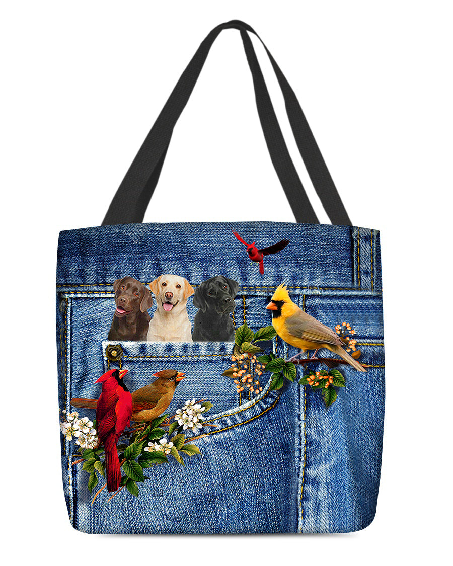 Labrador Retriever 3-Cardinal &amp; Dog Cloth Tote Bag