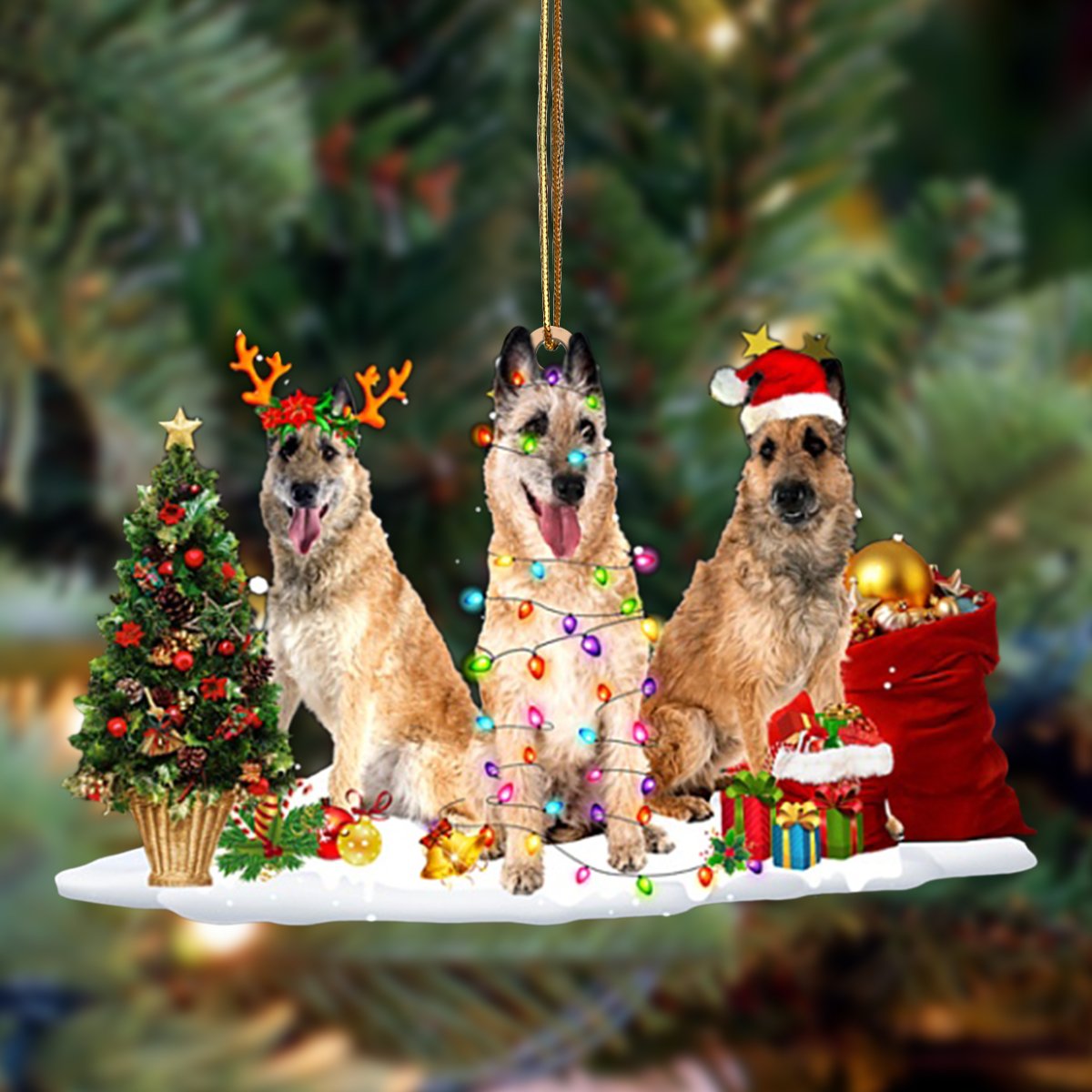 Laekenois dog-Christmas Dog Friends Hanging Ornament