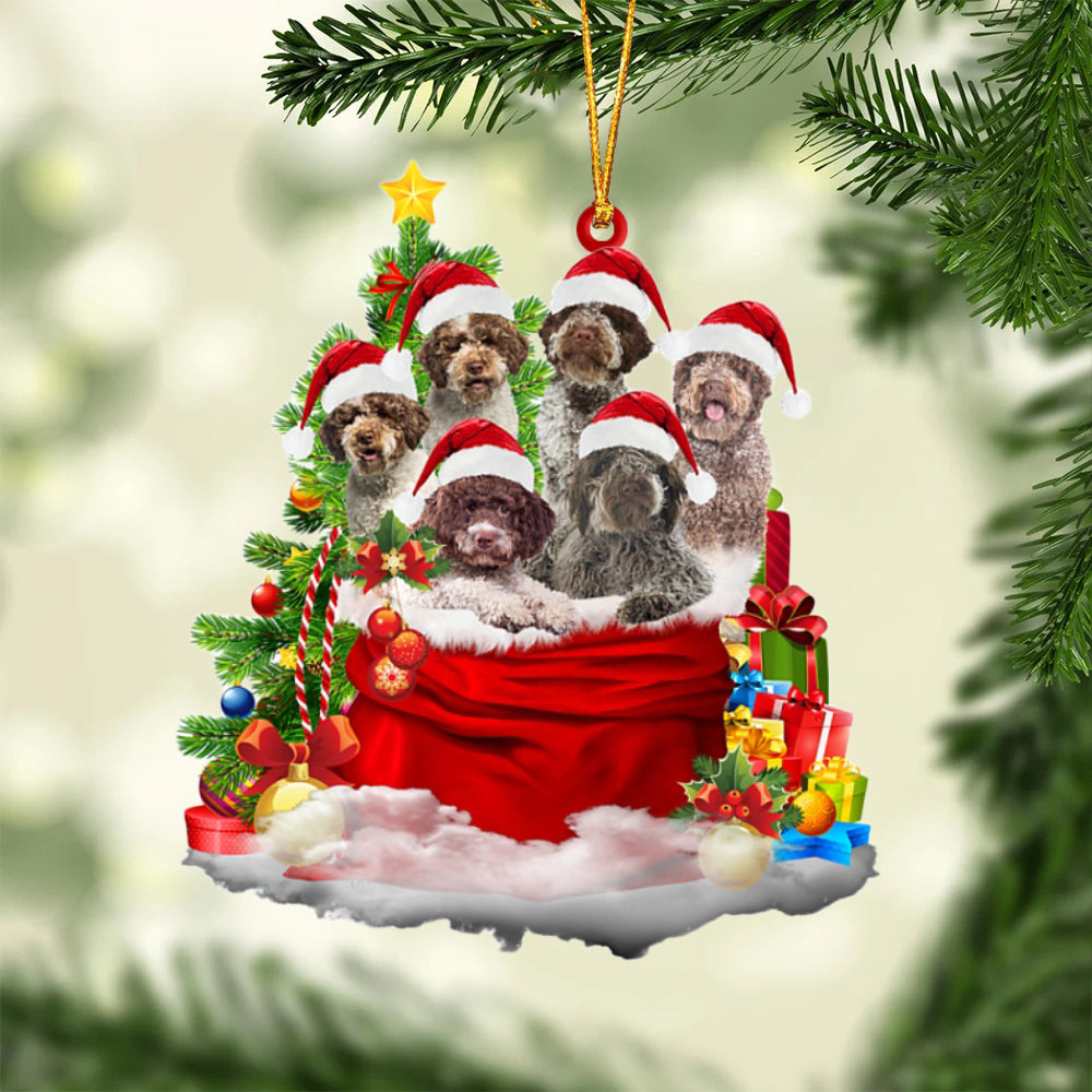 Lagotto Romagnolo-Christmas Bag&amp;Dogs-Two Sided Ornament