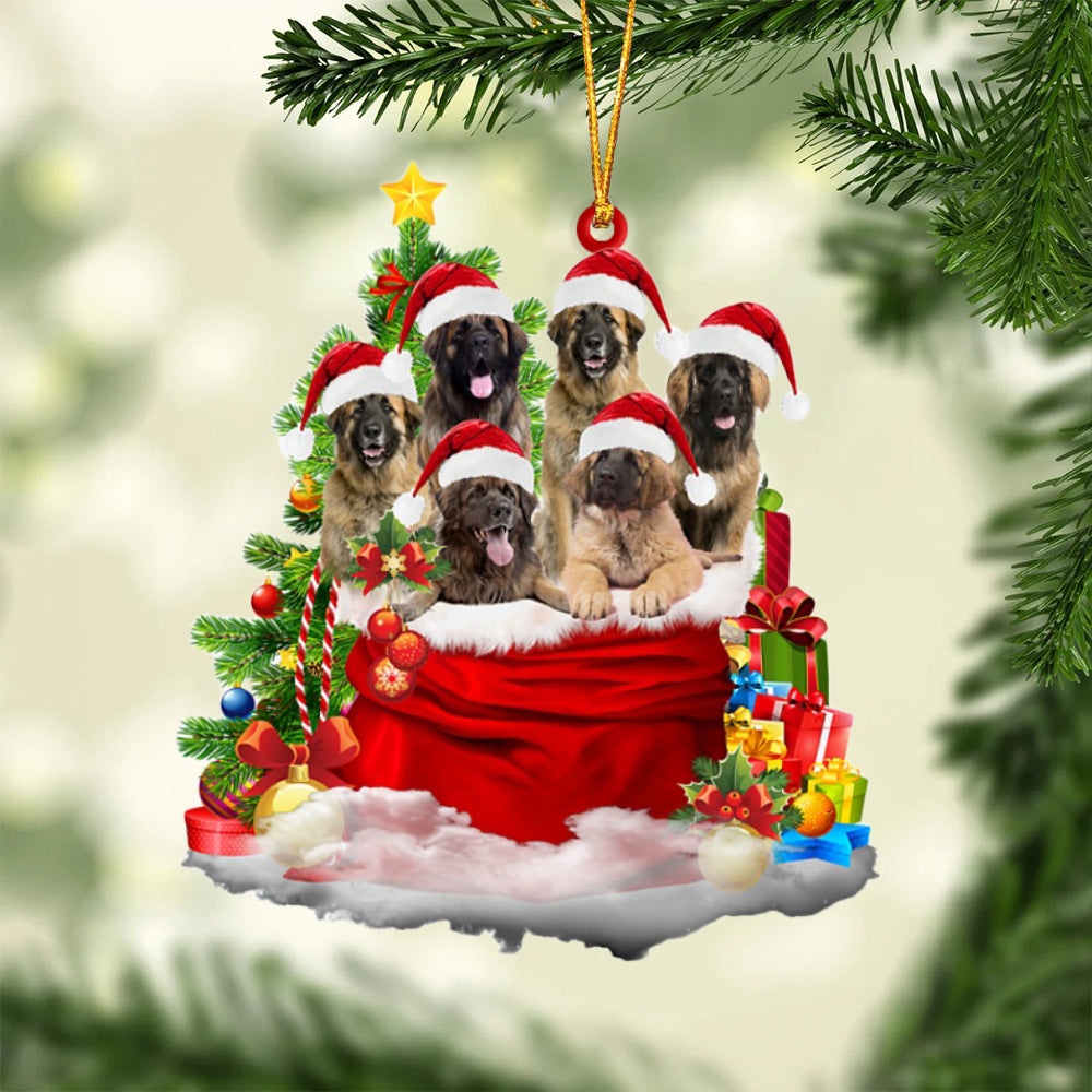 Leonberger-Christmas Bag&amp;Dogs-Two Sided Ornament