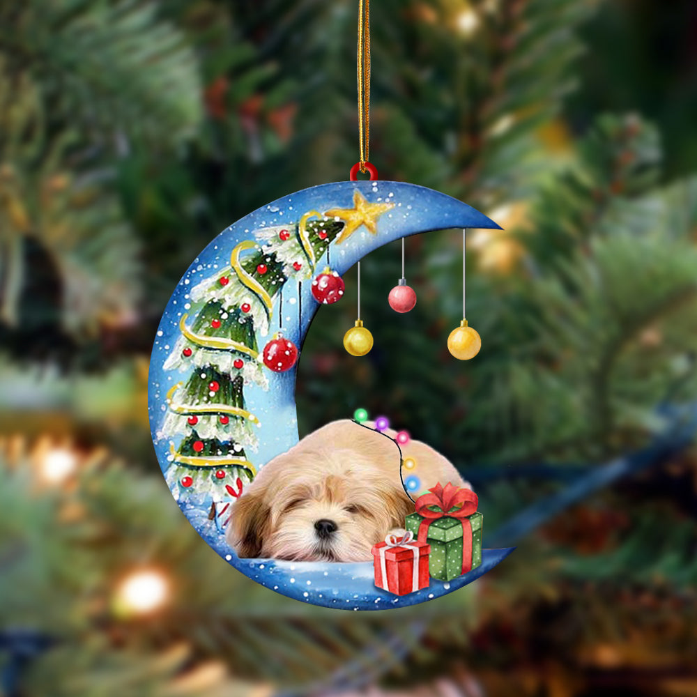 Lhasa Apso-Sleep On The Moon Christmas Two Sided Ornament