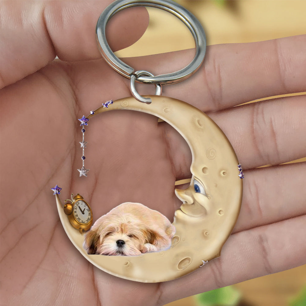 Lhasa Apso-Sleeping on the moon Keychain