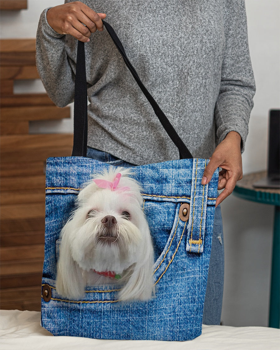 Lhasa Apso-in pocket-Cloth Tote Bag
