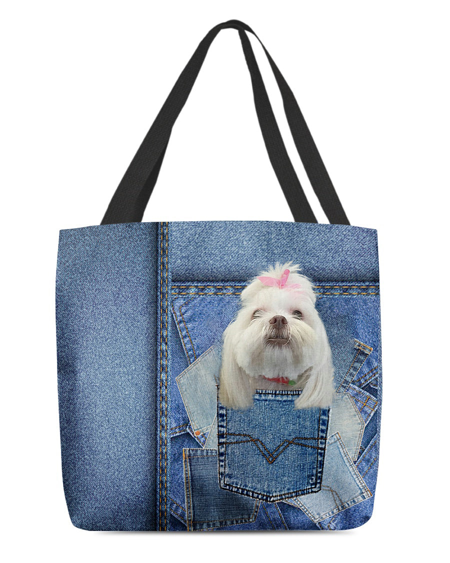 Lhasa Apso-in pocket2-Cloth Tote Bag
