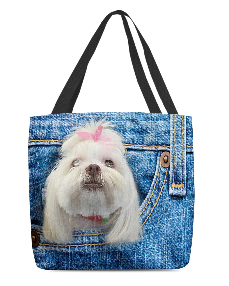 Lhasa Apso-in pocket-Cloth Tote Bag