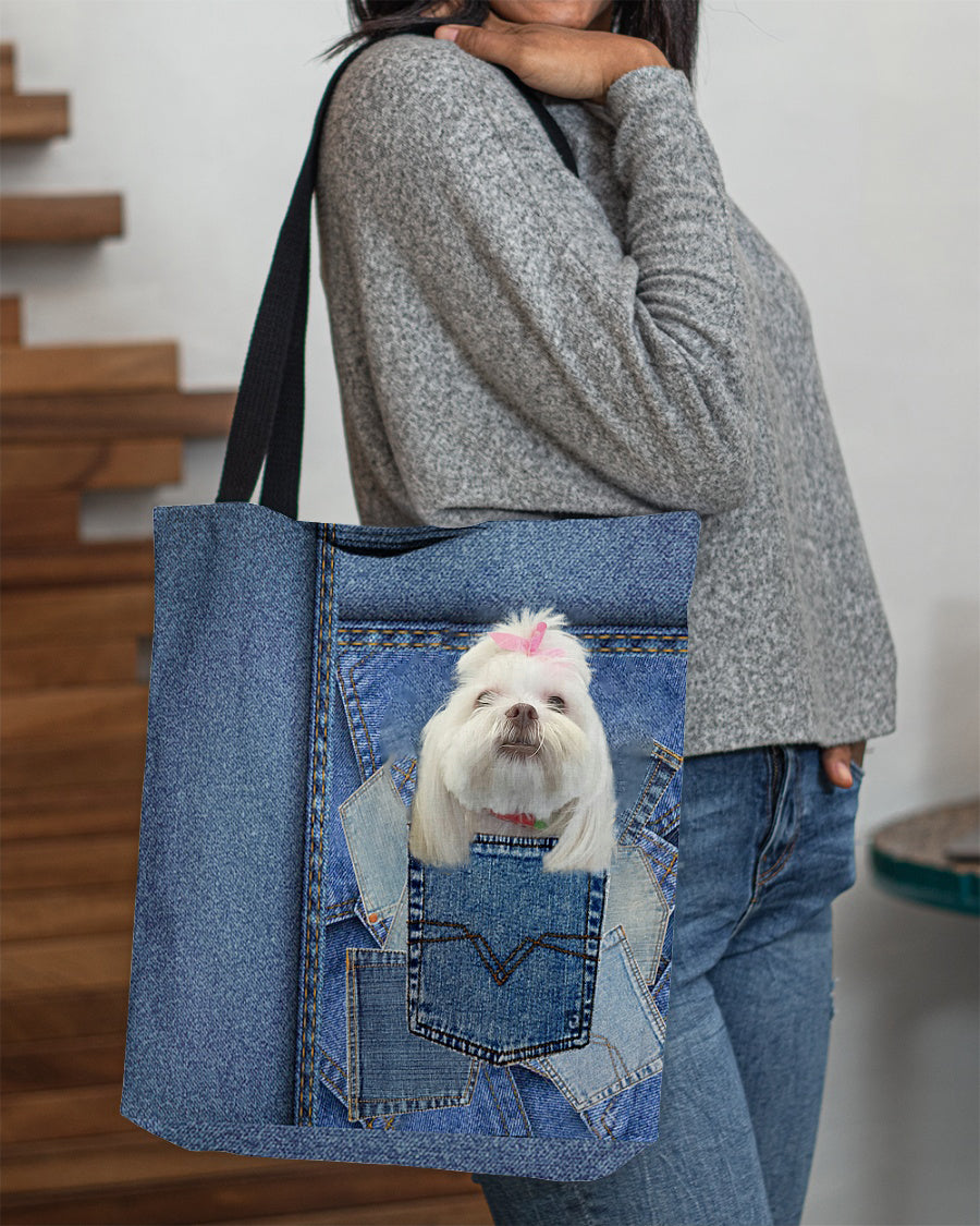 Lhasa Apso-in pocket2-Cloth Tote Bag