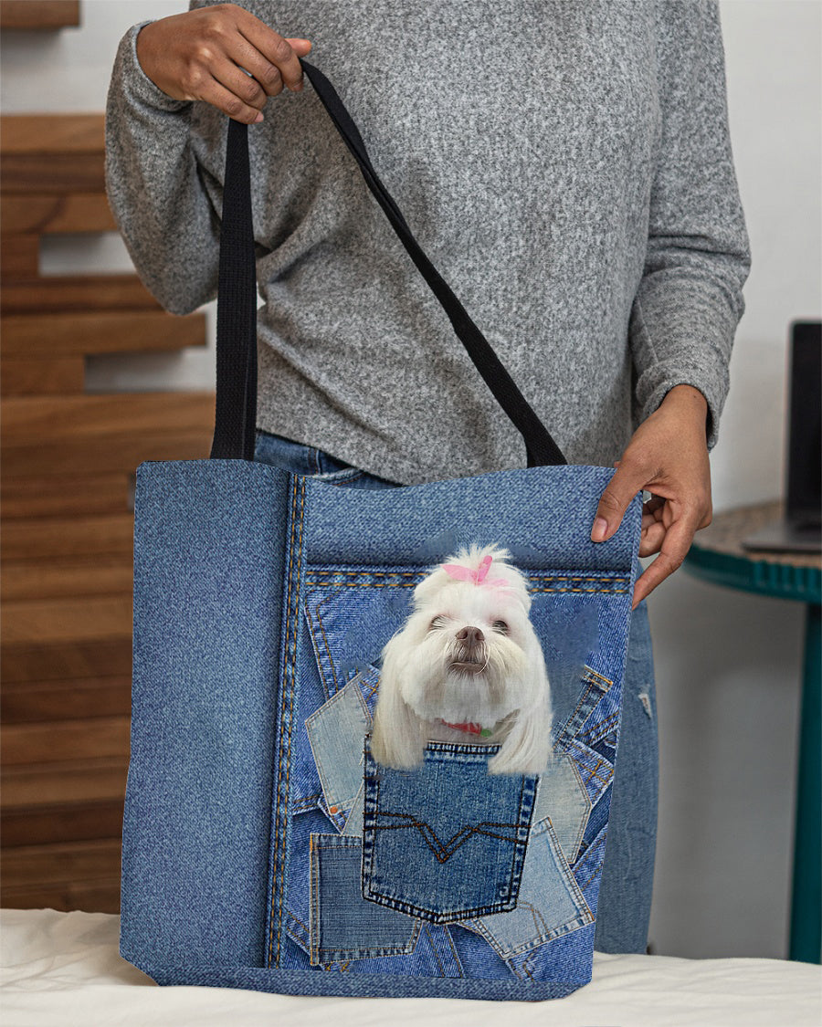 Lhasa Apso-in pocket2-Cloth Tote Bag