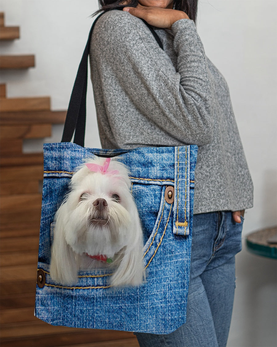 Lhasa Apso-in pocket-Cloth Tote Bag