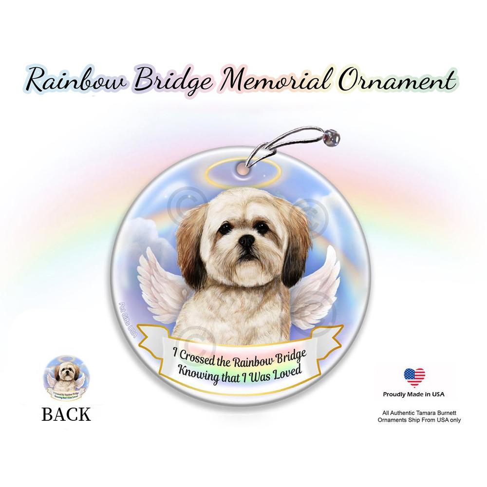 Rainbow Bridge Memorial-Lhasa Apso Brown Porcelain Hanging Ornament