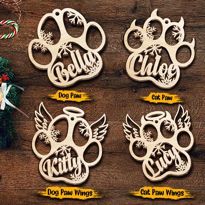 Personalized Wooden Paw Ornament! Christmas is Coming (Dog, Cat, and Angel Wings) - Customized Decoration Gift