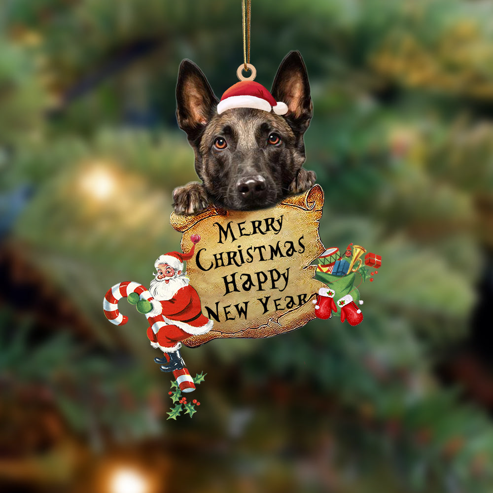 Malinois-Christams & New Year Two Sided Ornament