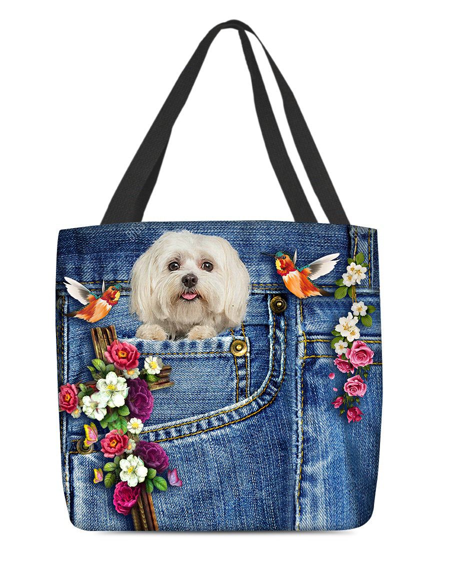 Maltese-Cardinal &amp; Cross Flower Cloth Tote Bag