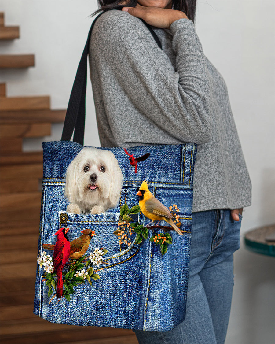Maltese-Cardinal &amp; Dog Cloth Tote Bag