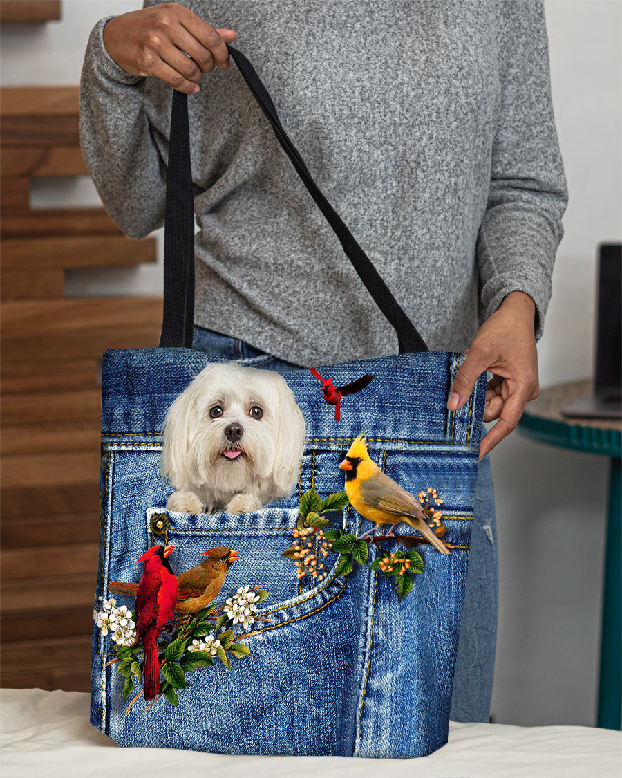 Maltese-Cardinal &amp; Dog Cloth Tote Bag