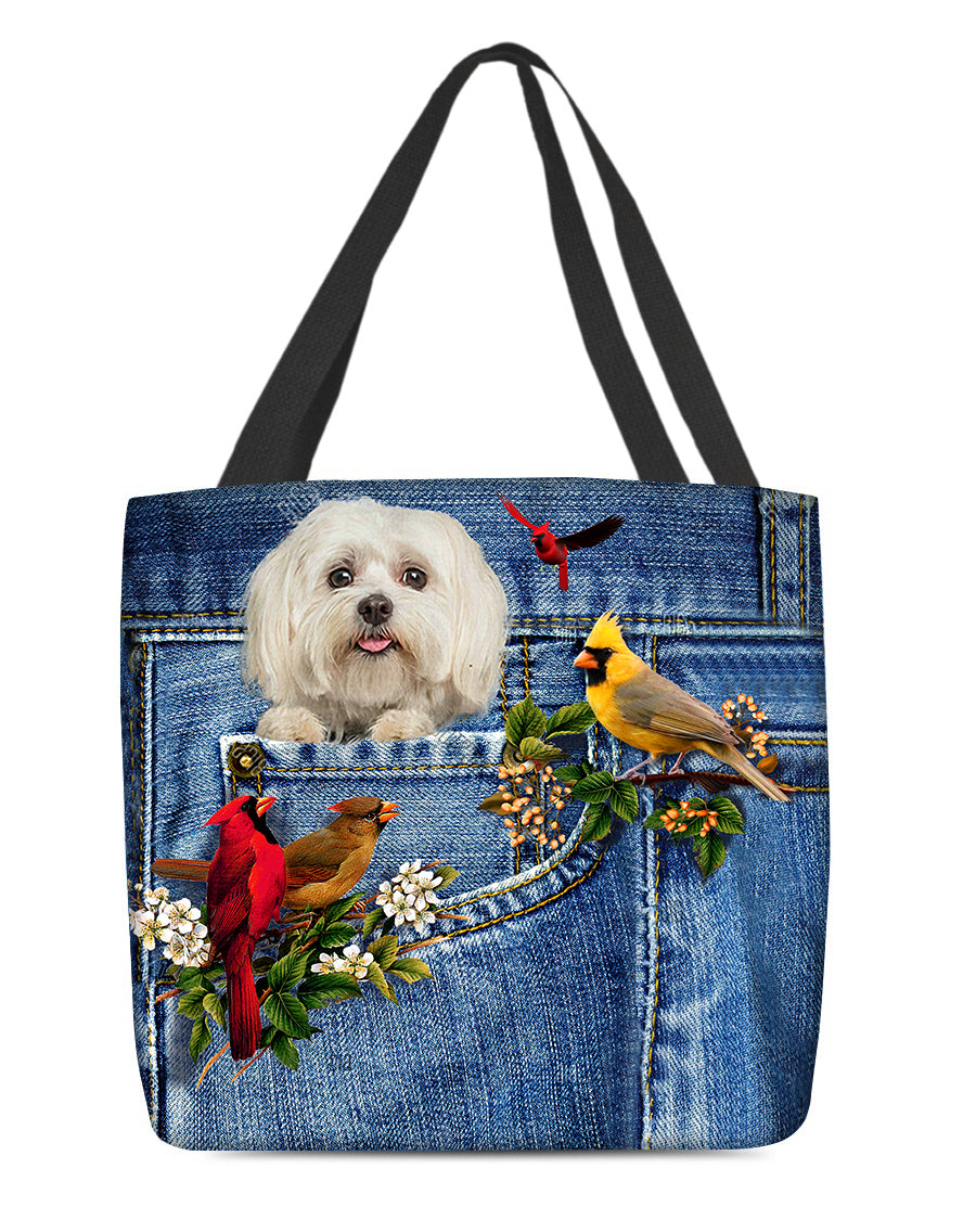 Maltese-Cardinal &amp; Dog Cloth Tote Bag