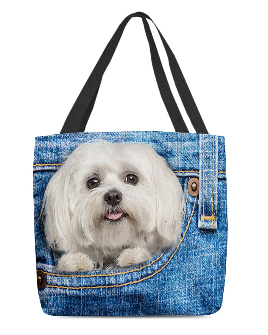 Maltese-in pocket-Cloth Tote Bag
