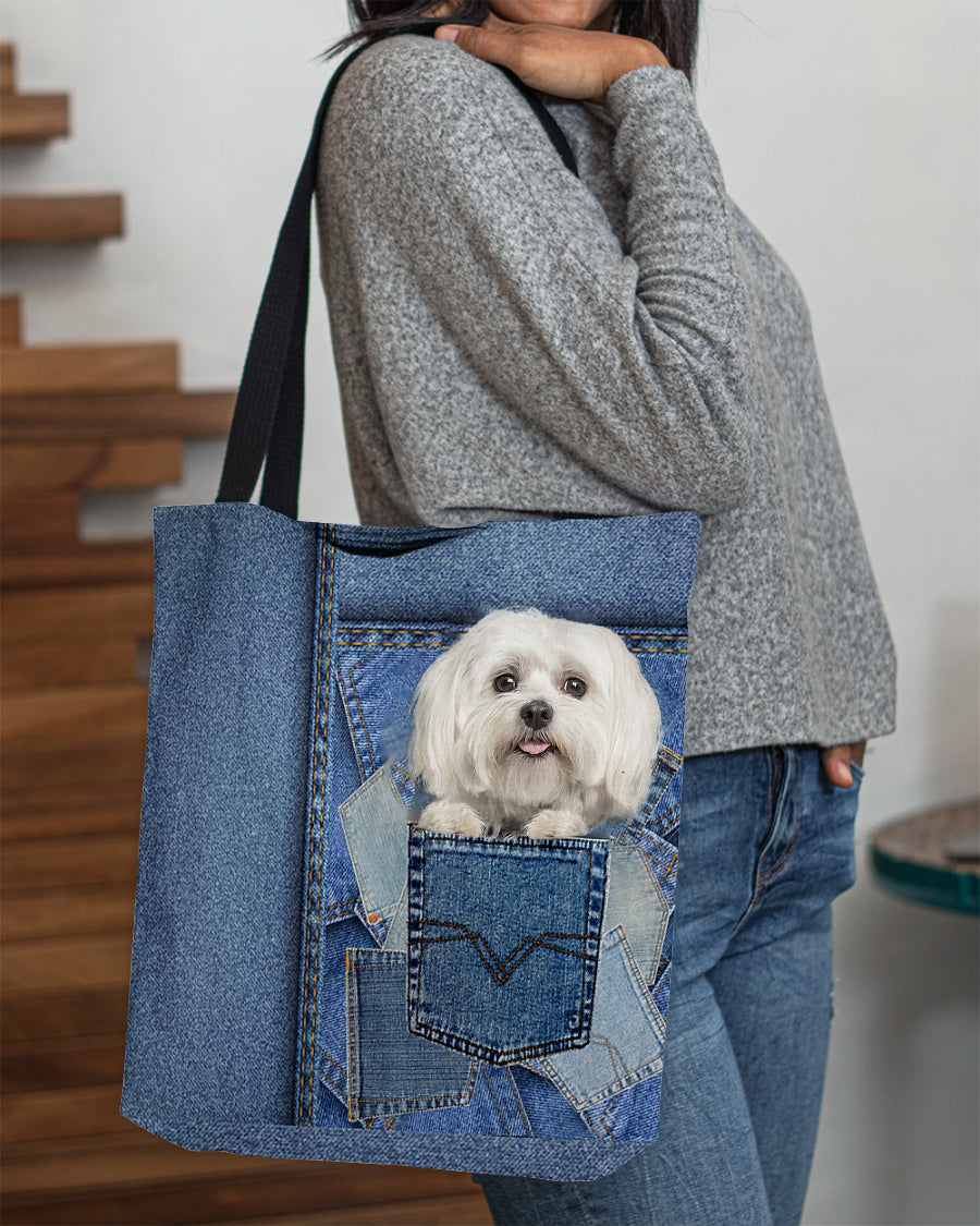 Maltese-in pocket2-Cloth Tote Bag