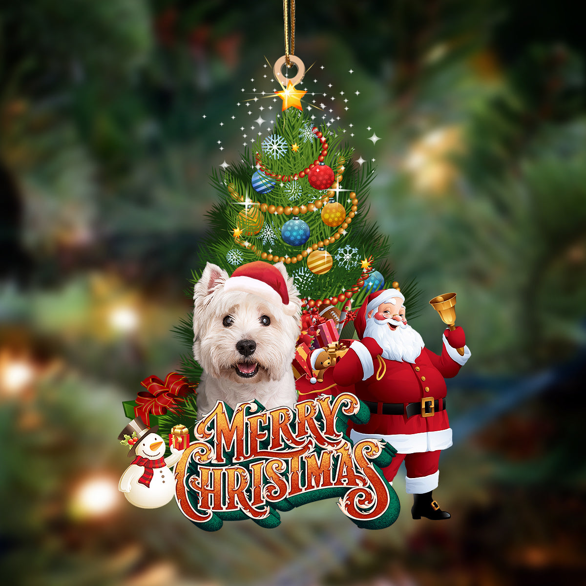 Maltese 2-Christmas Tree&amp;Dog Hanging Ornament