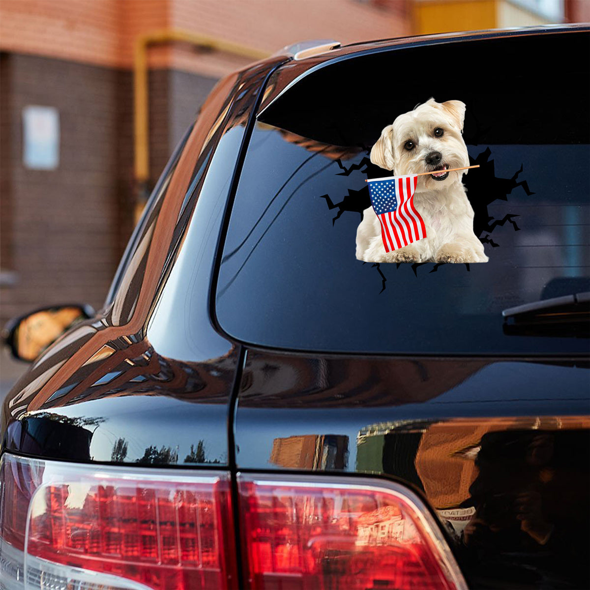Maltese And American Flag Independent Day Car Sticker Decal