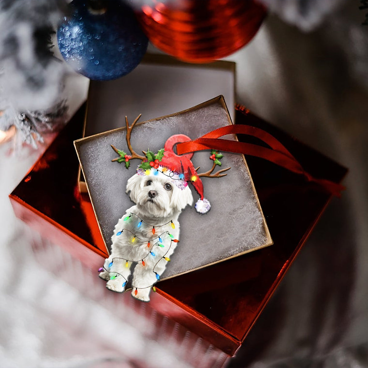 Maltese Christmas Shape Ornament
