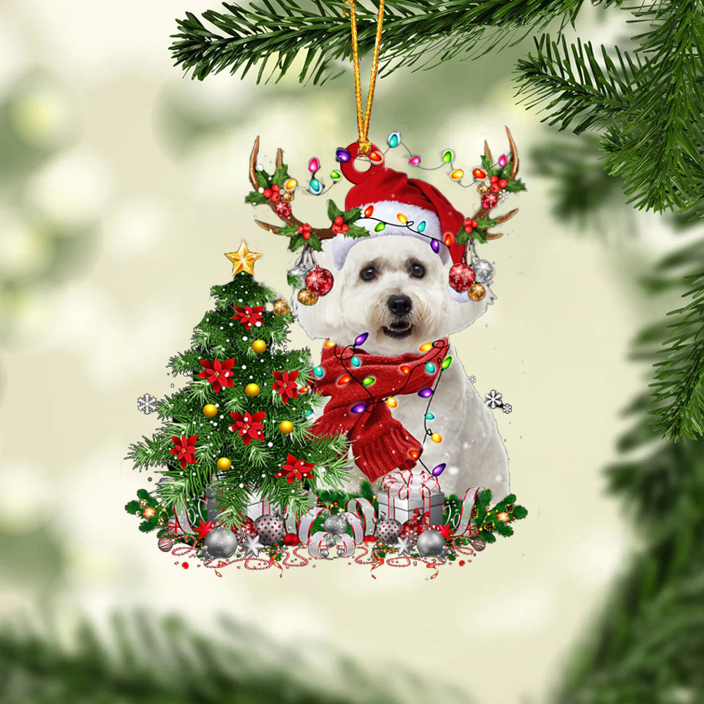 Maltese-Reindeer Christmas-Two Sided Ornament