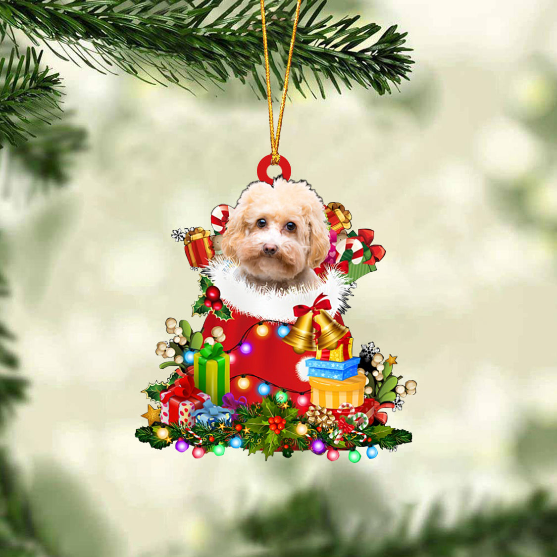 Maltipoo-Christmas Bag Gift-Two Sided Ornament