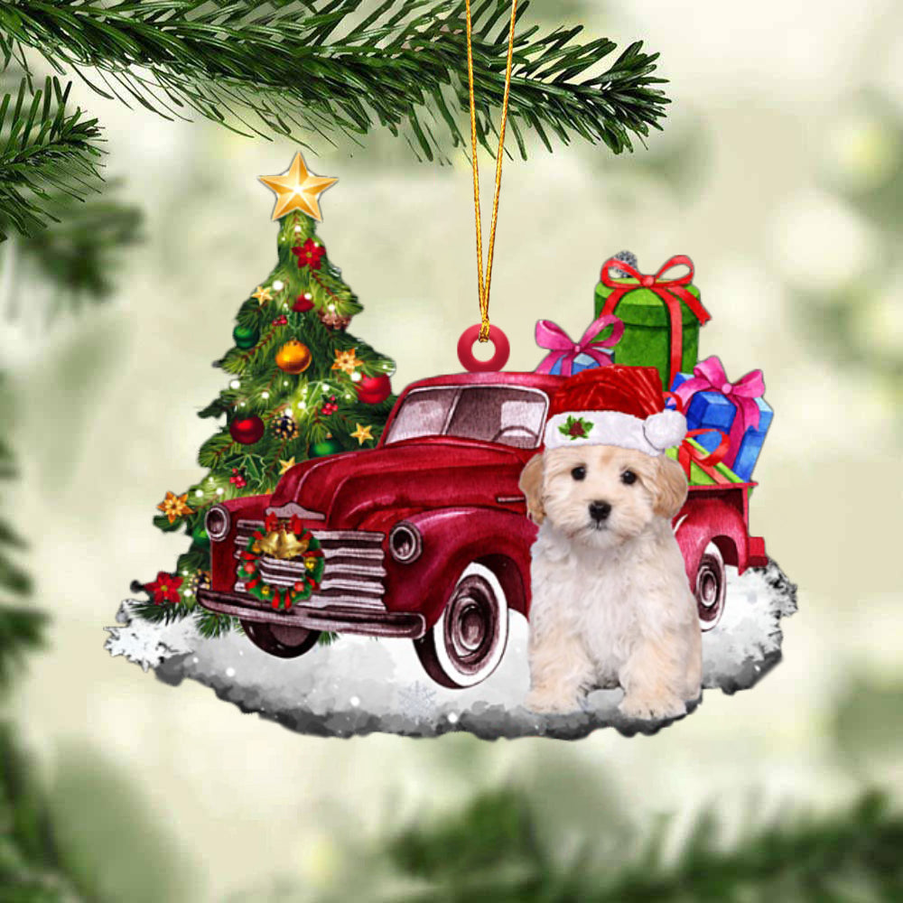 Maltipoo Tis The Season Two Sided Ornament