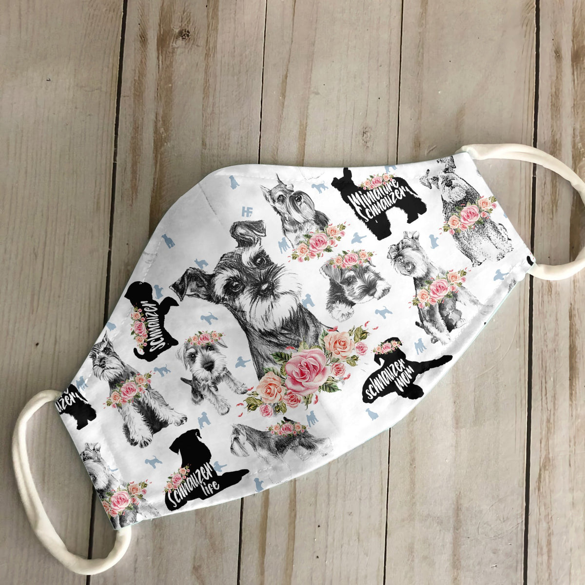Miniature Schnauzer Floral Vintage EZ07 2306 Face Mask