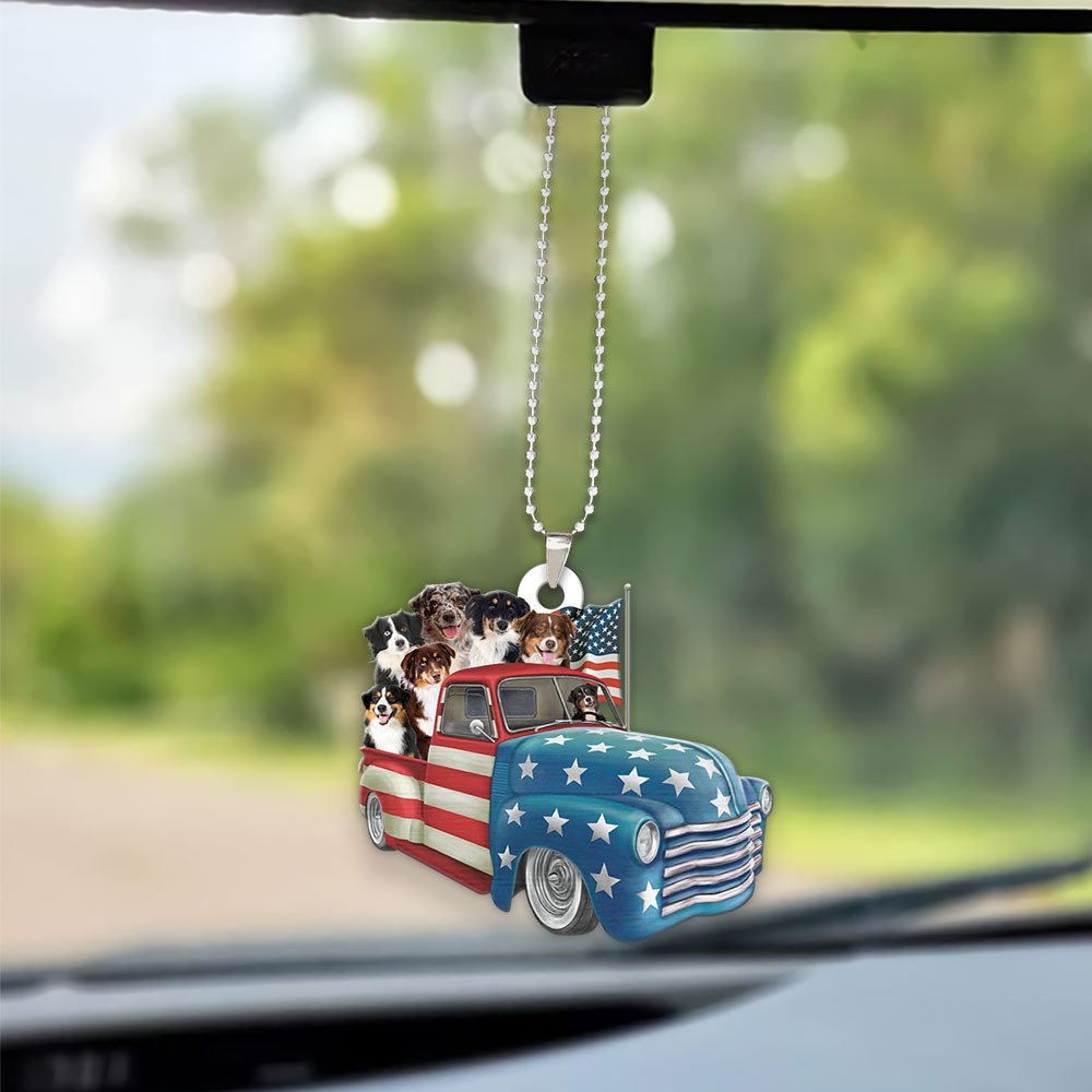 Miniature American Shepherd Happy Independence Day Two Sides Ornament