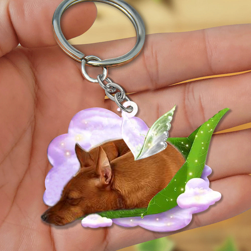 Miniature Pinscher-Sleep On Fallen Leaves Flat Acrylic Keychain