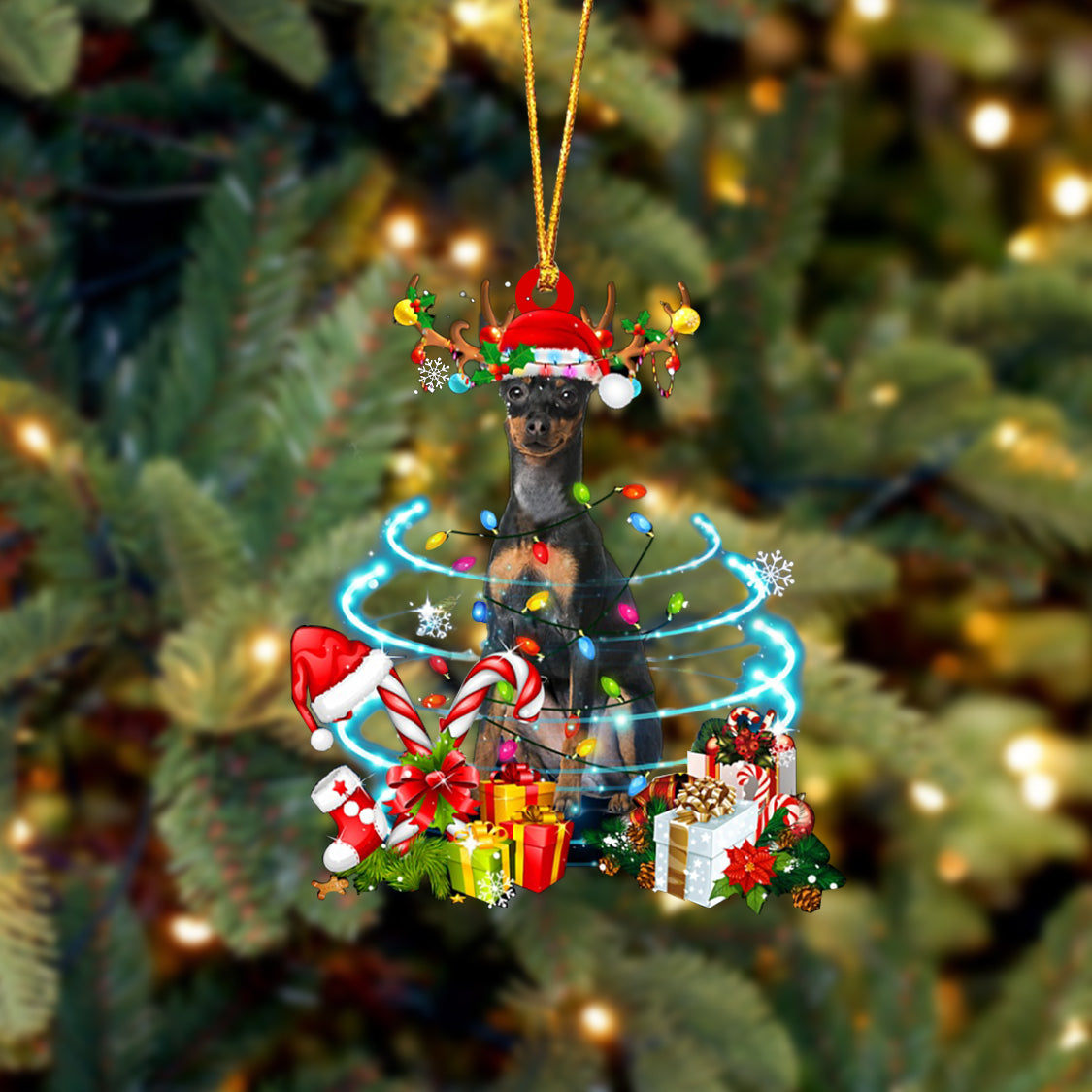 Miniature Pinscher-Christmas Candy&amp;Gift-Two Sided Ornament