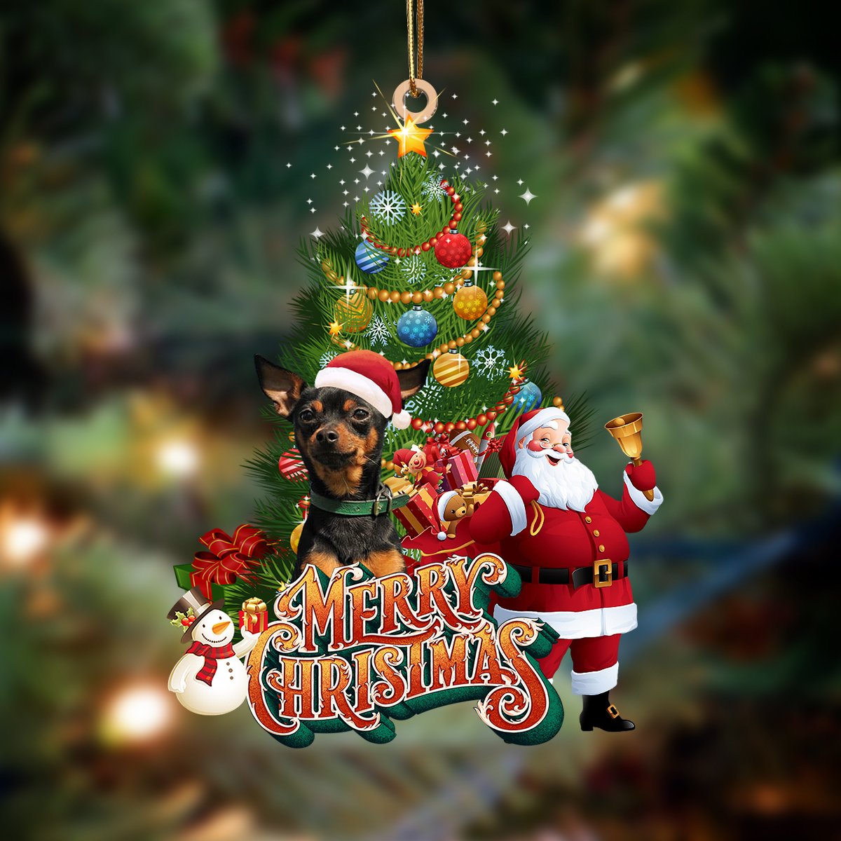 Miniature Pinscher-Christmas Tree&amp;Dog Hanging Ornament