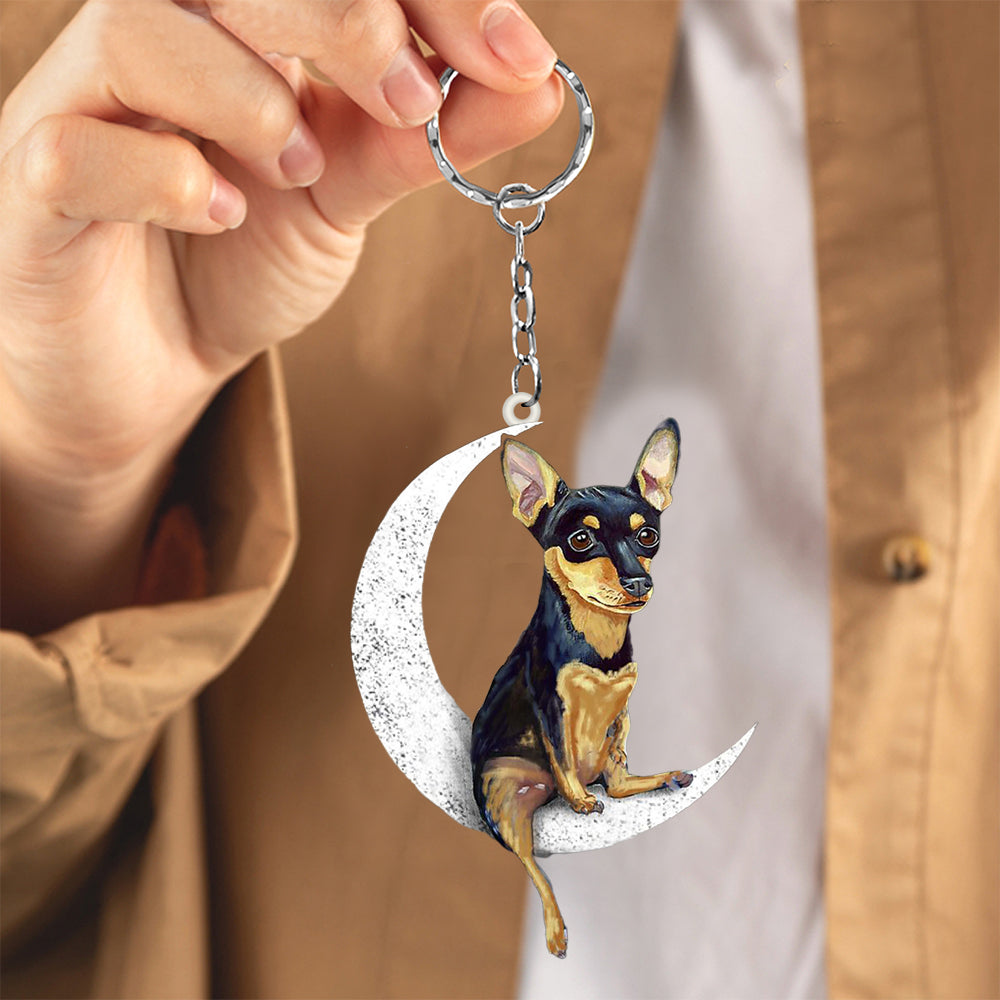 Miniature Pinscher-Sit On The Moon Keychain