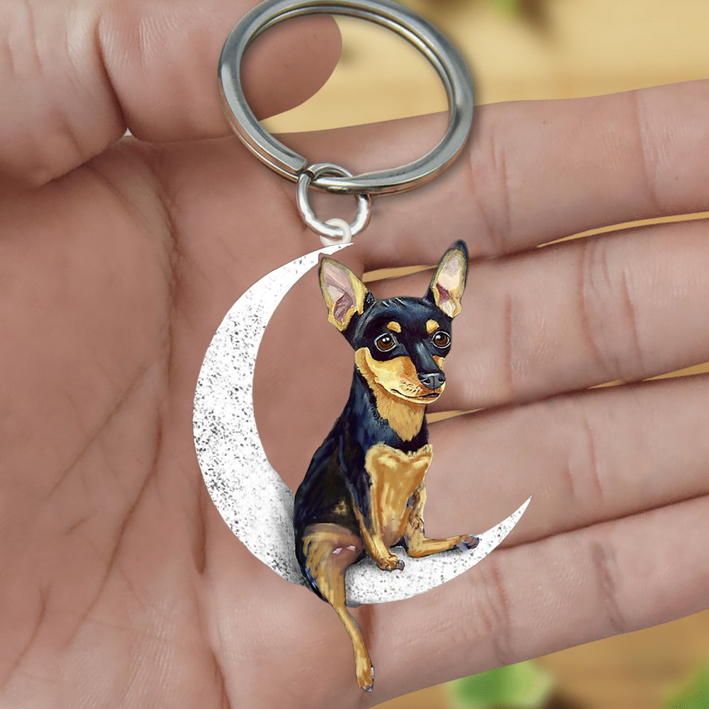 Miniature Pinscher-Sit On The Moon Keychain
