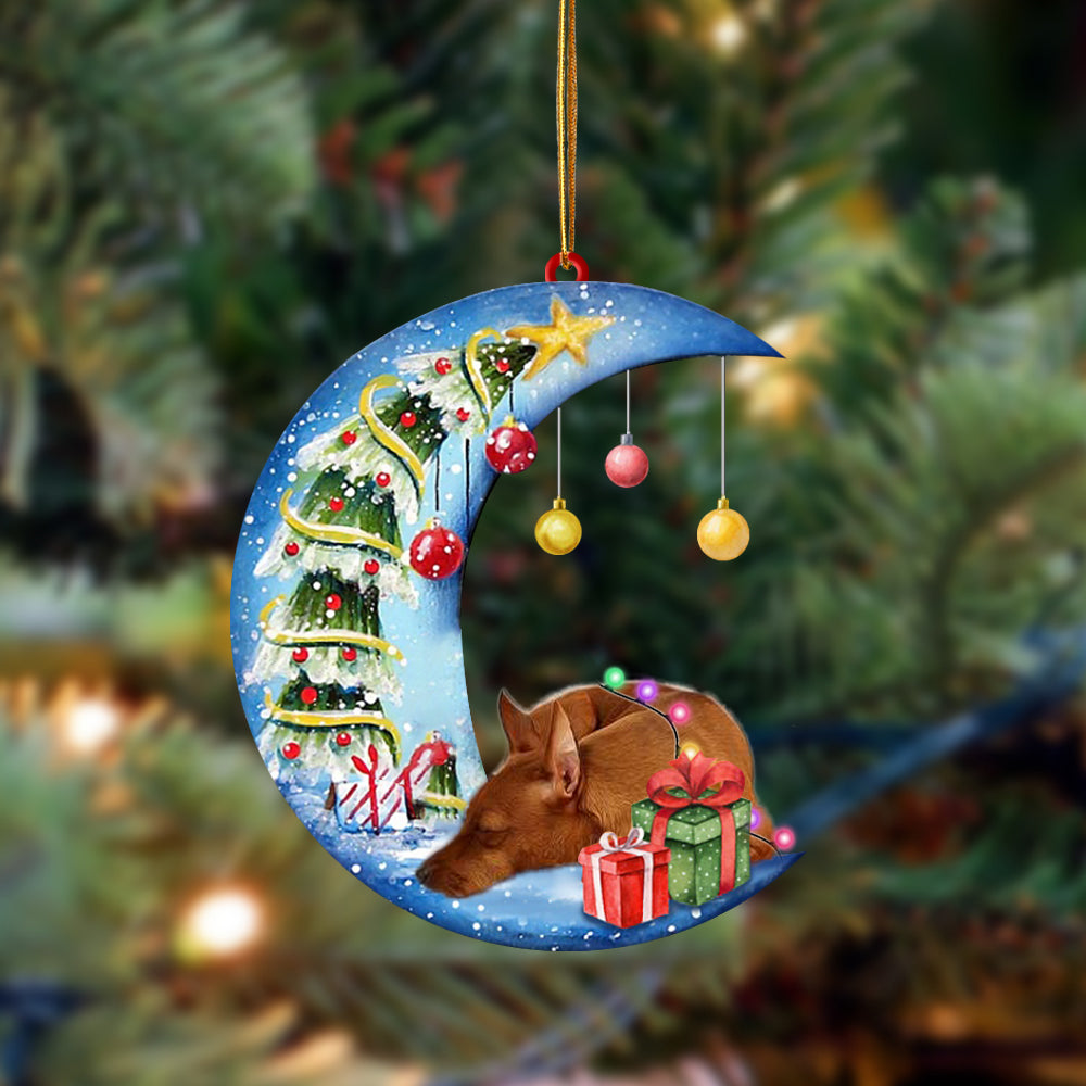 Miniature Pinscher-Sleep On The Moon Christmas Two Sided Ornament